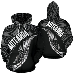 New Zealand Zip-Up Hoodie Maori Warrior Silver Fern Th9-Apparel-Khanh Arts-Zipped Hoodie-S-Vibe Cosy™