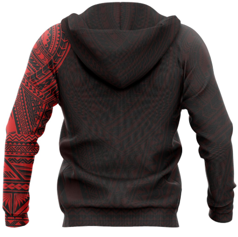 Maori Style Tattoo Pullover Hoodie - Red A7-Apparel-Khanh Arts-Hoodie-S-Vibe Cosy™