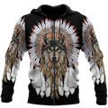 Wolf Native American Hoodie 3D All Over Printed Shirts