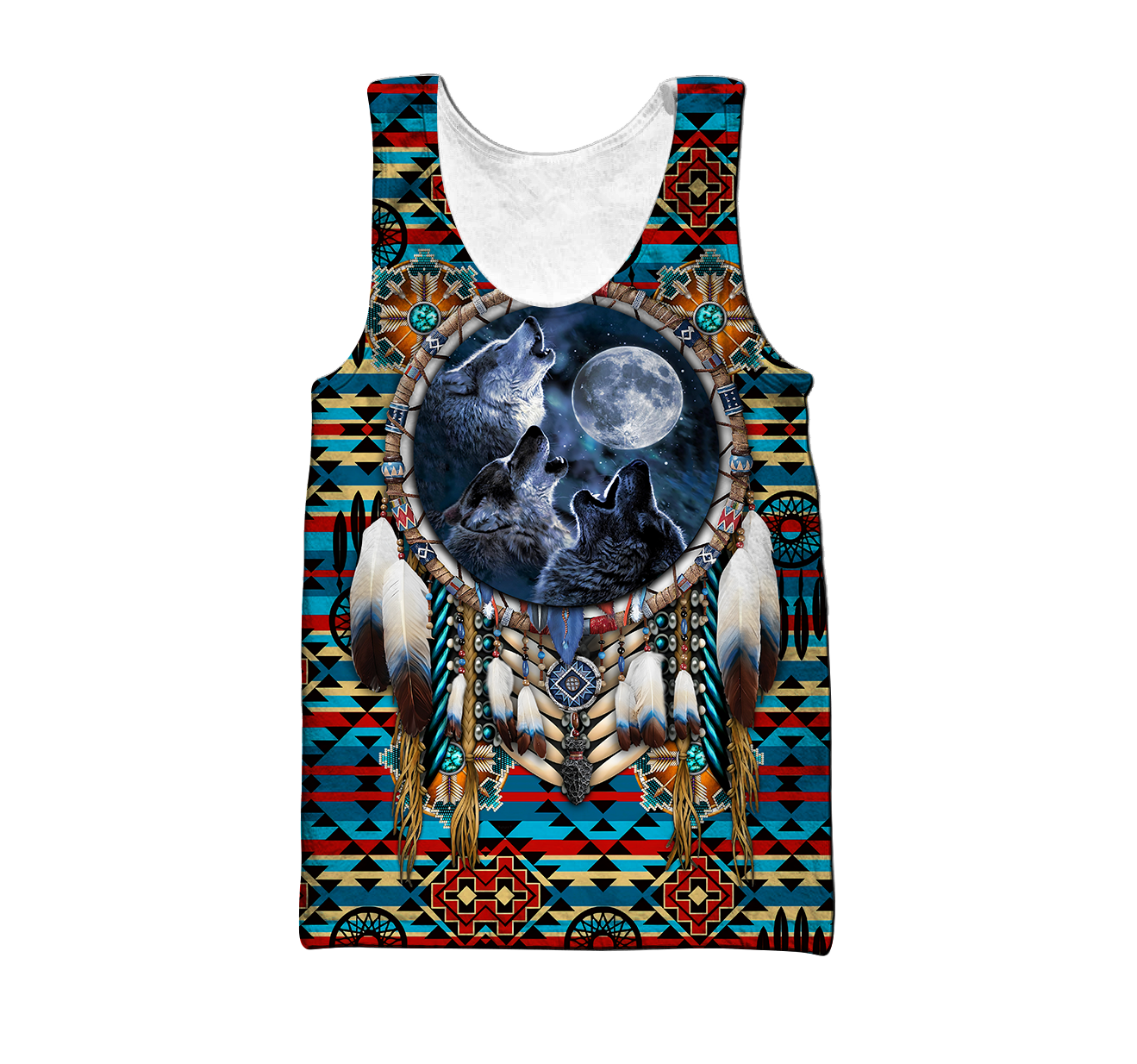 All Over Print Native American Wolves Hoodie MEI