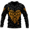 3D Ace Heart Skull Poker Over Printed Hoodie