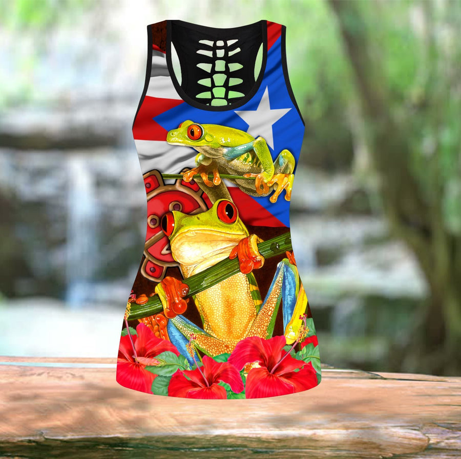 Puerto Rico Caribbean Frog With Maga Flower Combo Outfit QB06222002-Apparel-TQH-S-S-Vibe Cosy™