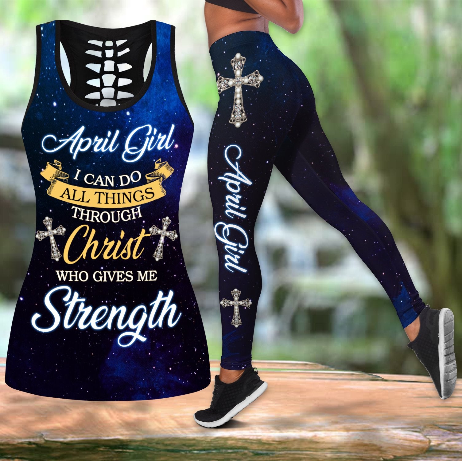 April Girl I Can Do All Things Combo Tank Top And Legging