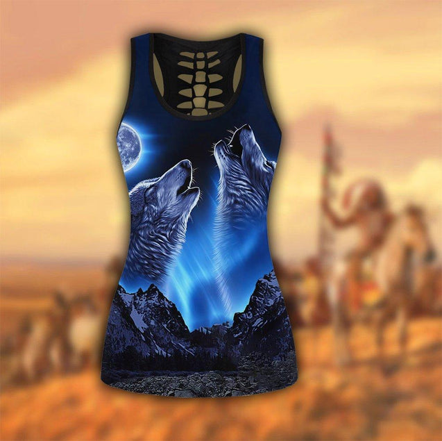 Wolf 3D All Over Printed Legging + Hollow Tank