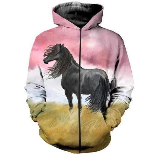 Love Horse 3D All over print for Men and Women shirt HR14-Apparel-NNK-Zipped Hoodie-S-Vibe Cosy™