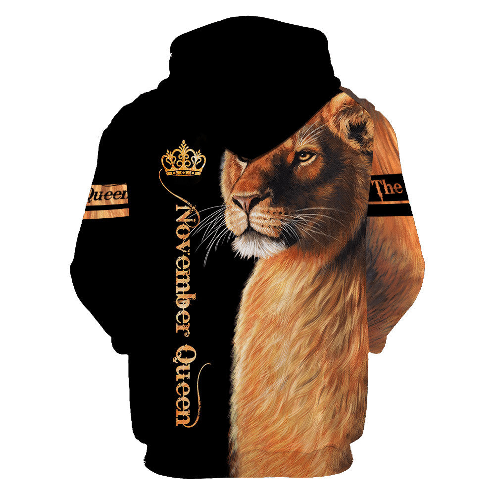 November Lion Queen 3D All Over Printed Shirt for Women