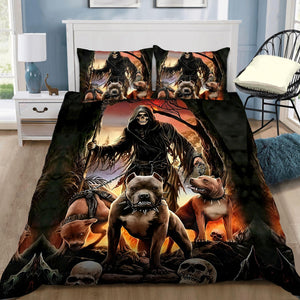 God Of The Death With Pitbull Bedding Set DQB07232013-TQH-BEDDING SETS-TQH-Twin-Vibe Cosy™