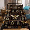 Bee And Jewish Symbols All Over Printed Bedding Set MEI
