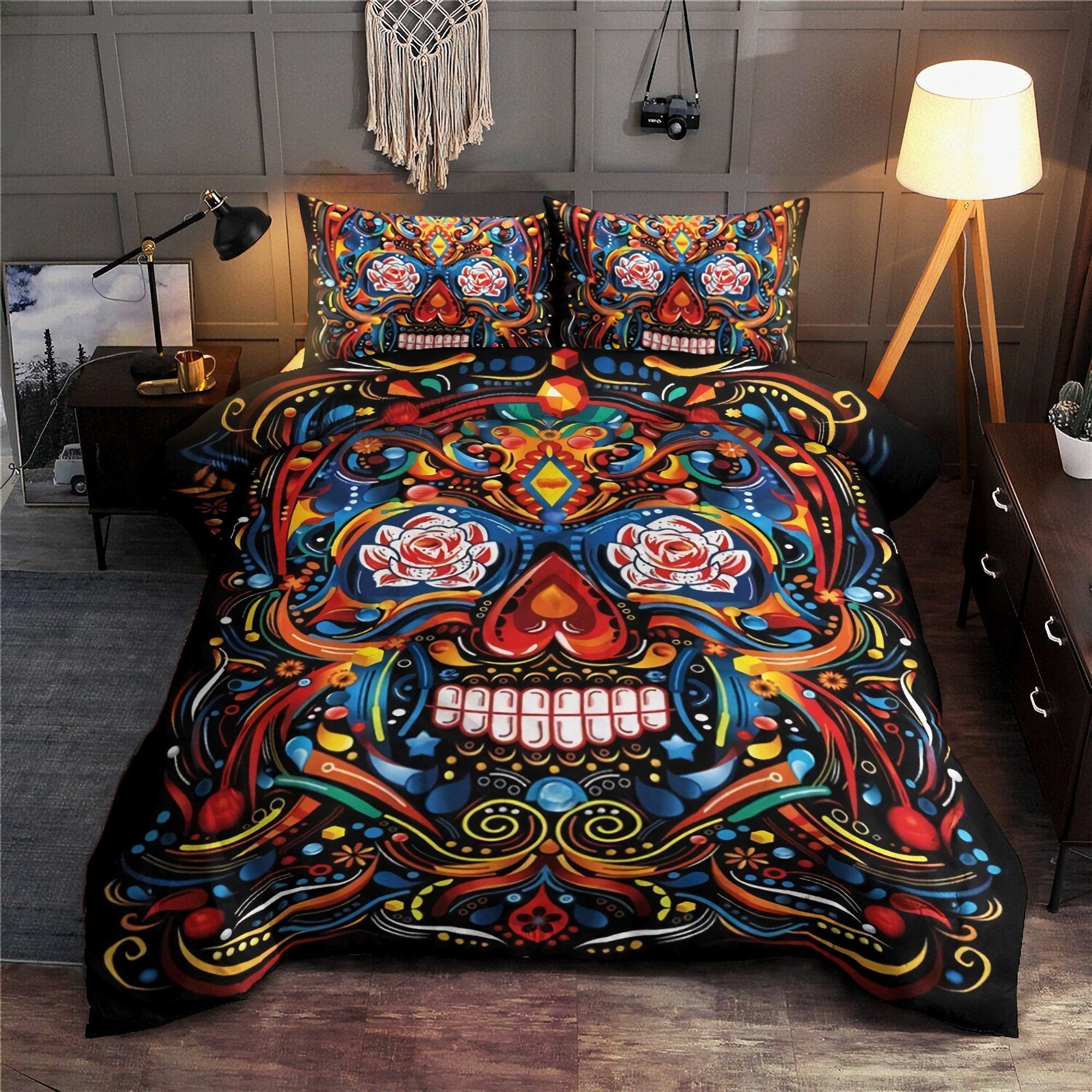 Skulls Hippie Bedding Set QB07072001-TQH-BEDDING SETS-TQH-Twin-Vibe Cosy™