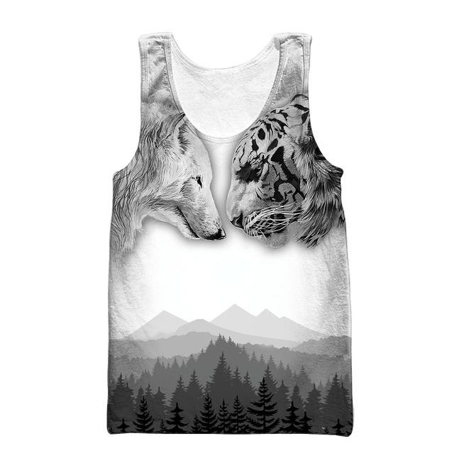 Wolf and tiger 3d hoodie shirt for men and women AM102034