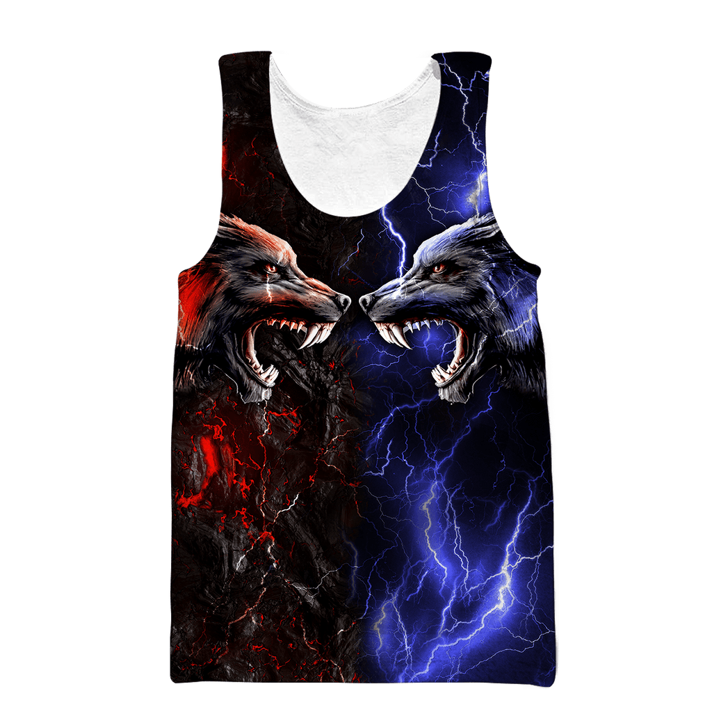 Red and blue wolf 3D hoodie shirt for men and women AM102013S