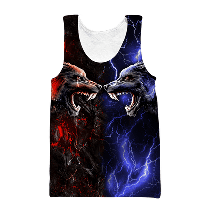 Red and blue wolf 3D hoodie shirt for men and women AM102013S