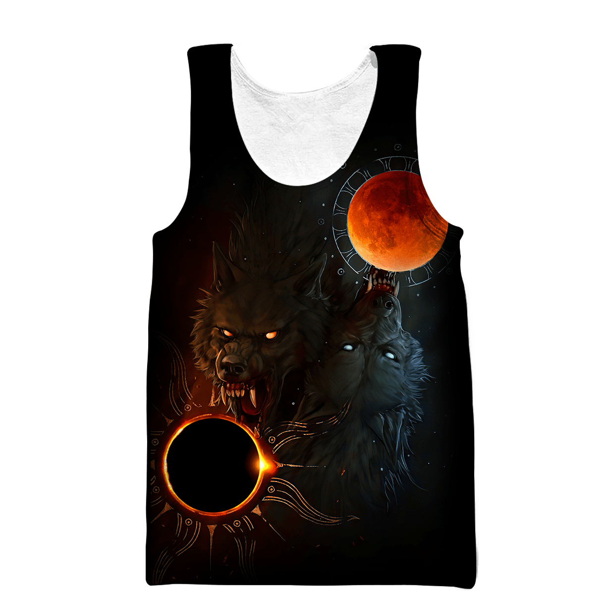 All Over Printed Wolf And Sun Hoodie MEI