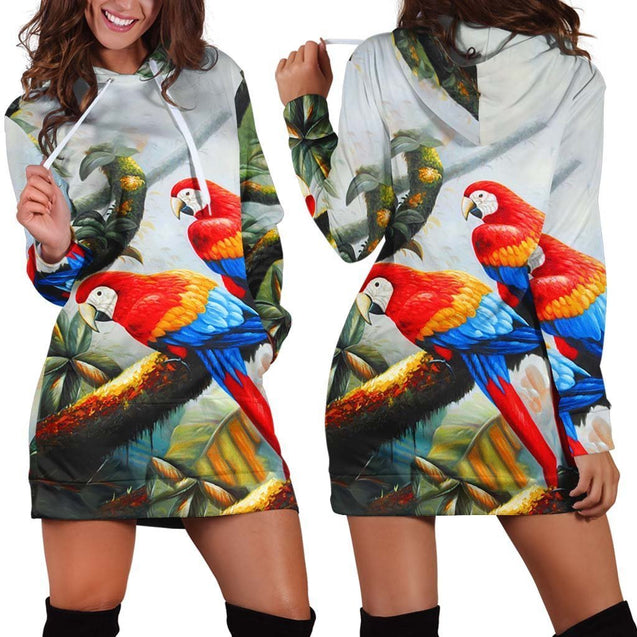 3D Printed Parrots Tops 1150 Hoodie dress-Apparel-PHL-Hoodie Dress-S-Vibe Cosy™