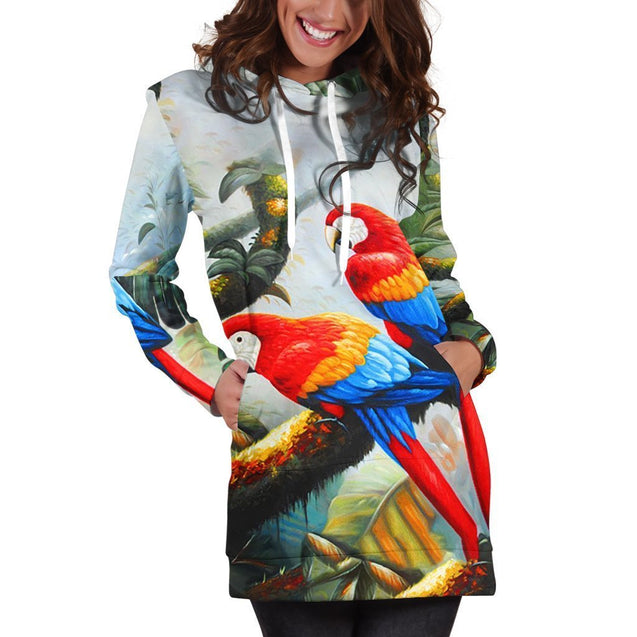 3D Printed Parrots Tops 1150 Hoodie dress-Apparel-PHL-Hoodie Dress-S-Vibe Cosy™