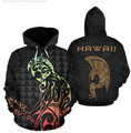 Hawaii Warrior Polynesian Hoodie - AH-ALL OVER PRINT HOODIES (P)-Phaethon-Zip-S-Vibe Cosy™