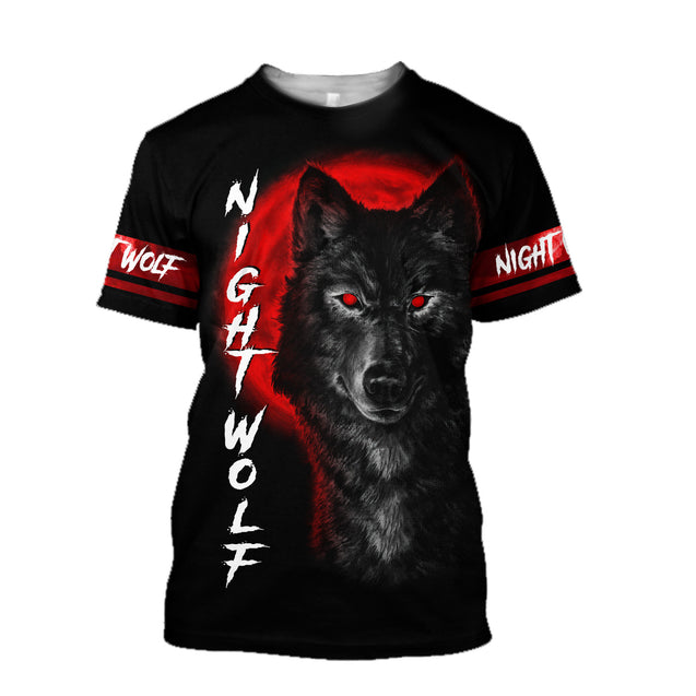 Wolf in Blood Moon 3D All Over Printed Shirt for Men and Women