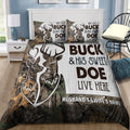 Love Gift Couple Deer Custom Name 3D Bedding Set LAM