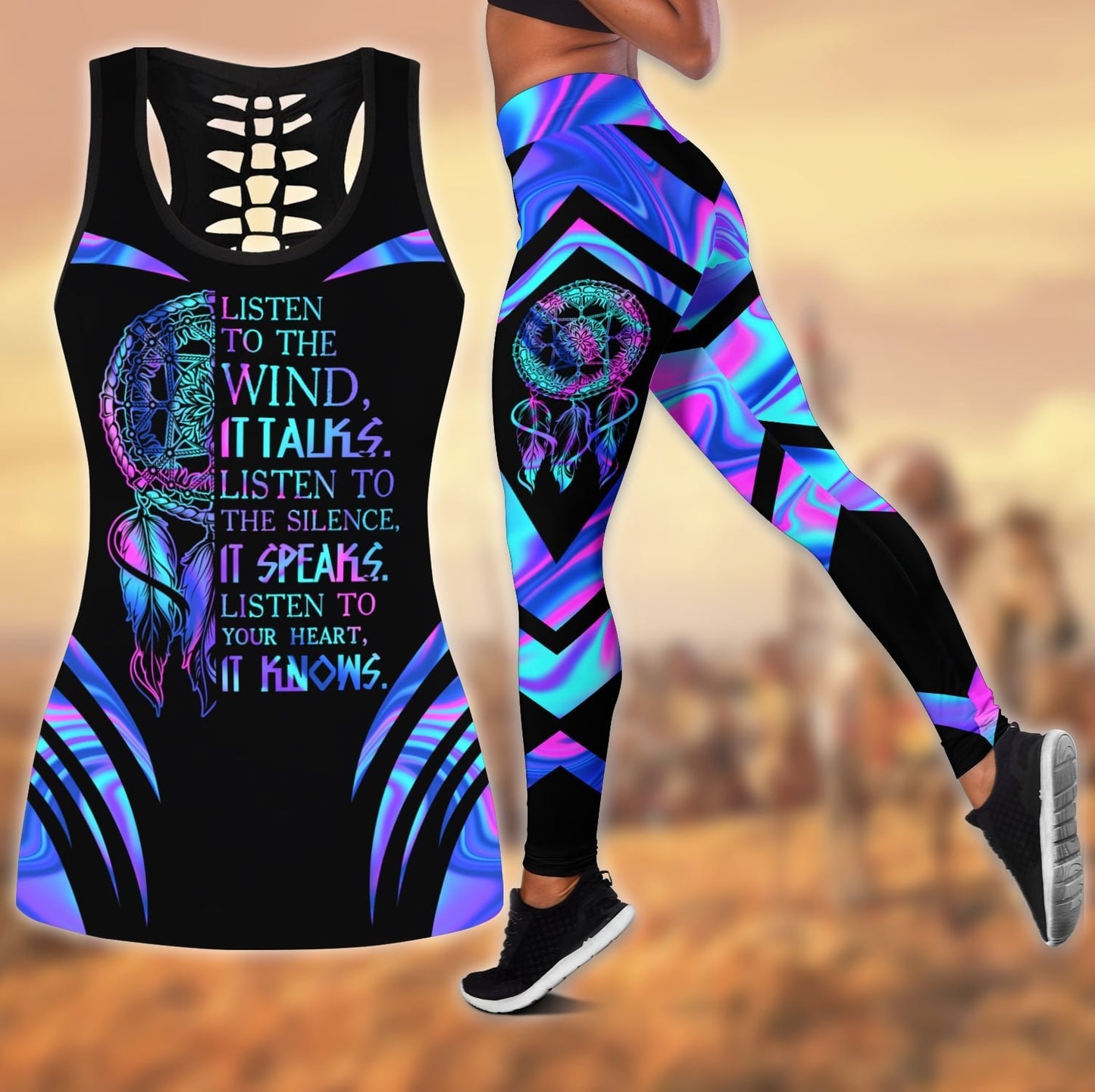 Native American 3D All Over Printed Legging + Hollow Tank