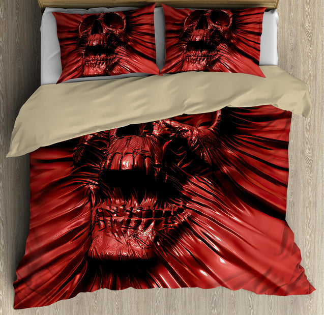 Red Screaming Skull Bedding Set DQB07182008-TQH-BEDDING SETS-TQH-Twin-Vibe Cosy™