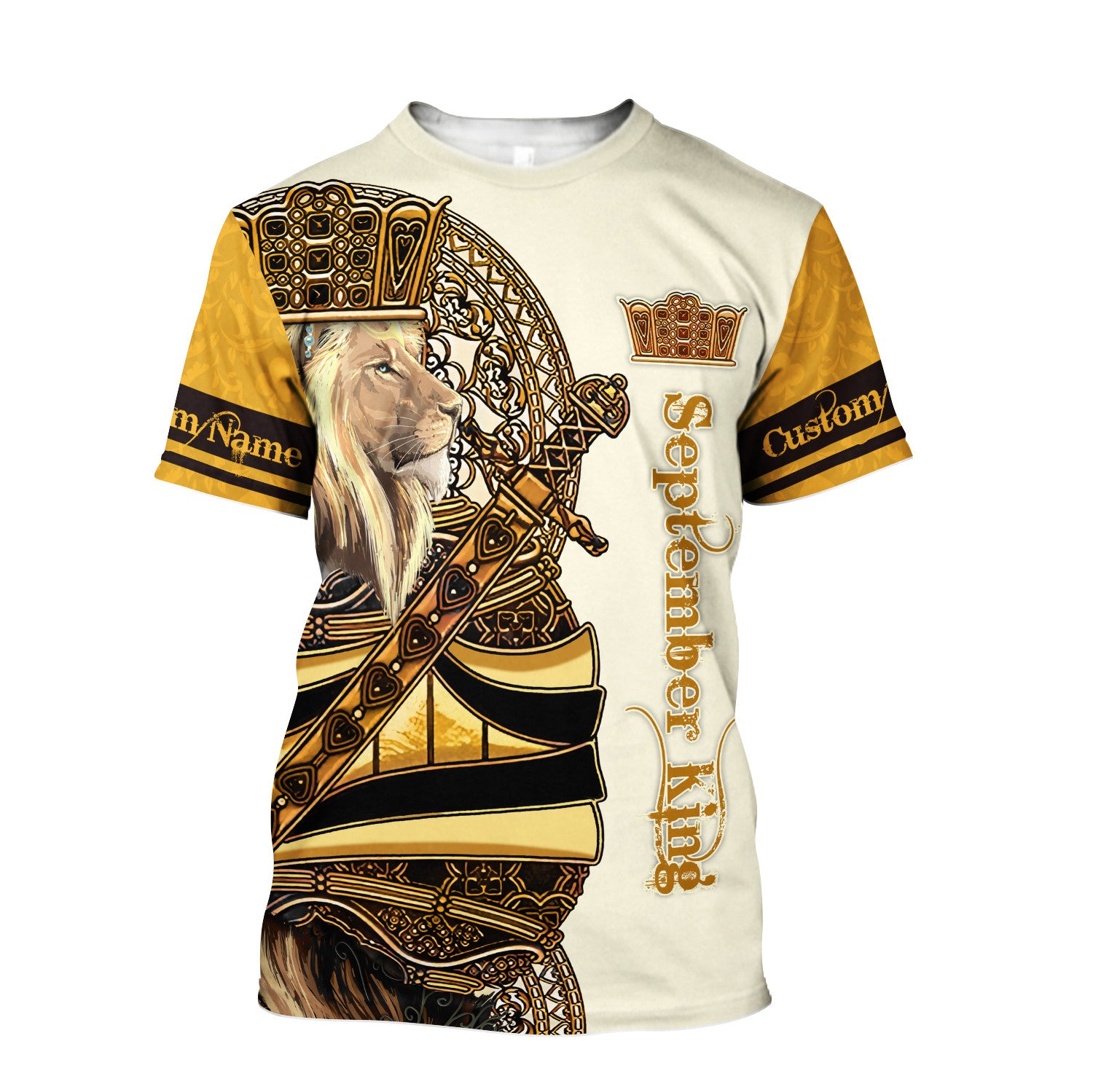 Custom Name September King Lion 3D All Over Printed Unisex Shirts