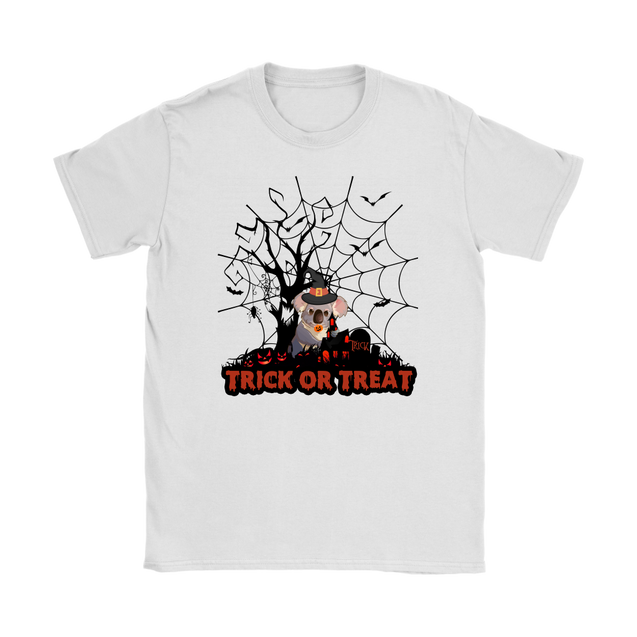 Australian Koala Trick or Treat Halloween T-Shirt 02 H9-T-SHIRTS-HP Arts-Gildan Womens T-Shirt-White-S-Vibe Cosy™