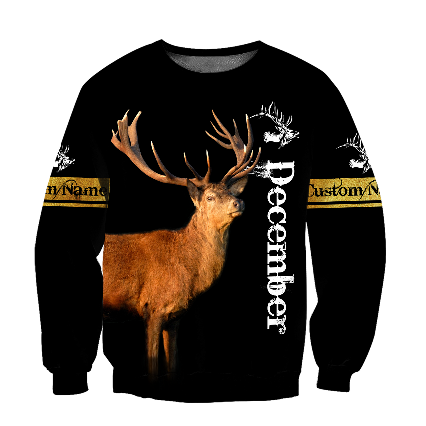 Premium December Deer Customize Name 3D All Over Printed Shirts