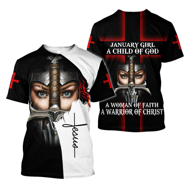 January Girl - I Am A Daughter Of God 3D All Over Printed Shirts For Men and Women TA040205S1-Apparel-TA-T-Shirts-S-Vibe Cosy™