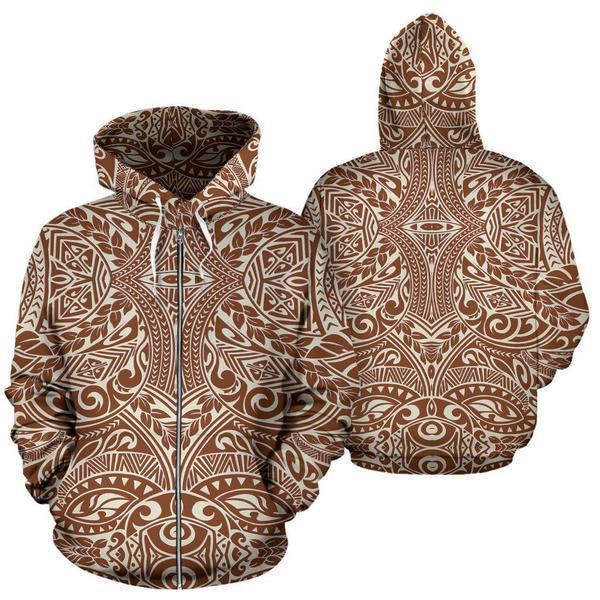 Polynesian Tribal Hoodie 13 - AH - J4-ALL OVER PRINT HOODIES (P)-Phaethon-ZIP-UP Hoodie-S-Vibe Cosy™