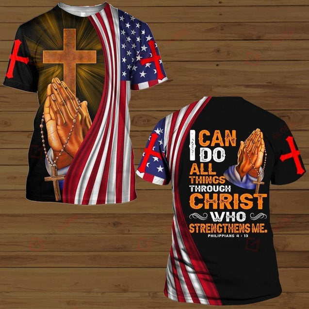 I Can Do All Things-Jesus Christ American Flag 3D All Over Printed Shirts For Men and Women TA0729210-Apparel-TA-T-Shirts-S-Vibe Cosy™