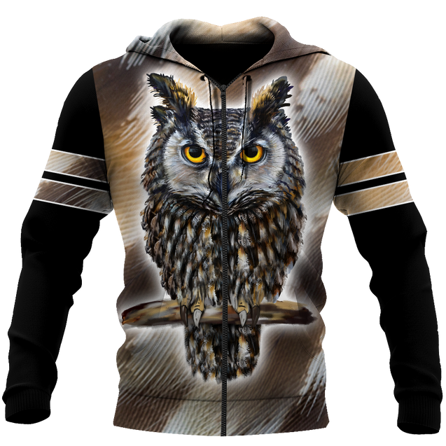 Owl 3d hoodie shirt for men and women QB05162001-Apparel-HG-Zip hoodie-S-Vibe Cosy™