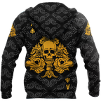3D Ace Spade Skull Poker Over Printed Hoodie