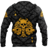 3D Ace Spade Skull Poker Over Printed Hoodie