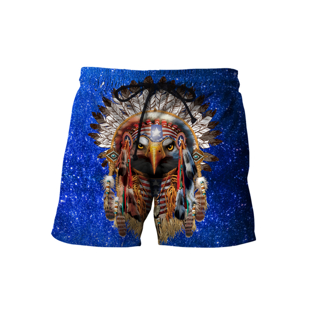 Eagle Native American Blue Galaxy 3D All Over Printed Shirts DA140920202-LAM