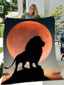 Lion in Sunset Portrait blanket