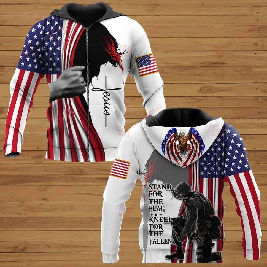 Stand For The Flag Kneel For The Fallen 3D All Over Printed Shirts For Men and Women TA0706201-Apparel-TA-Zipped Hoodie-S-Vibe Cosy™