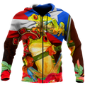 Puerto Rico Caribbean Frog With Maga Flower Combo Shirts QB06222002-Apparel-TQH-Zipped Hoodie-S-Vibe Cosy™