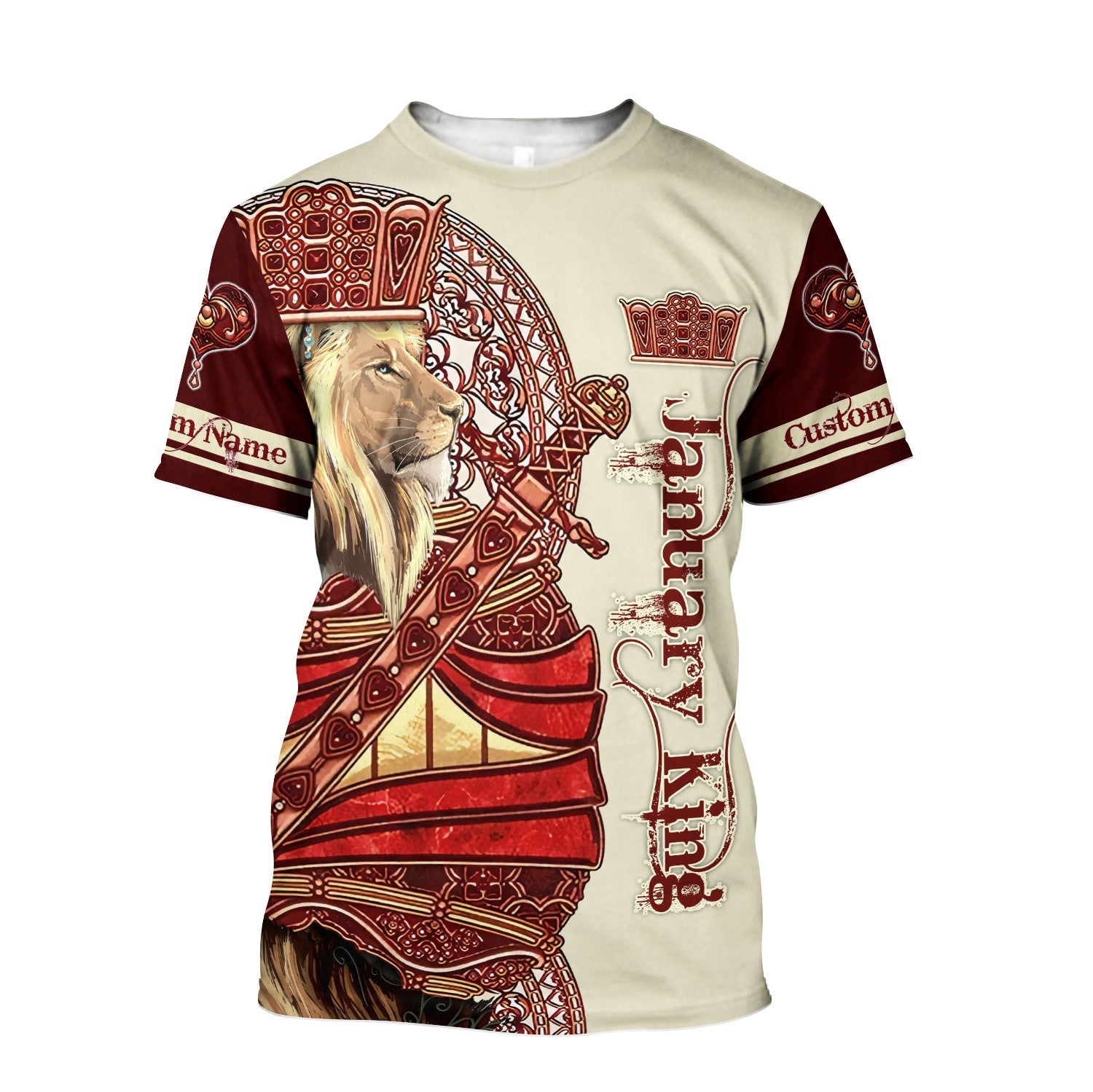 Custom Name January King Lion 3D All Over Printed Unisex Shirts