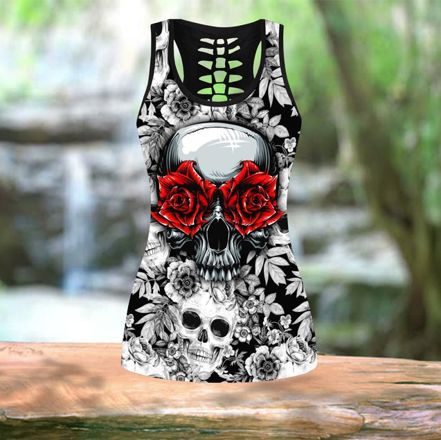 Red rose Skulls tanktop & legging outfit for women PL04082003