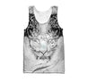 Double White Tiger Tattoo Over Printed Shirt For Men and Women