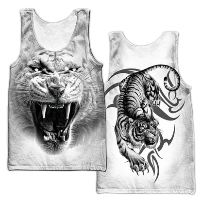 White Tiger Tatoo 3D Over Printed Hoodie for Men and Women