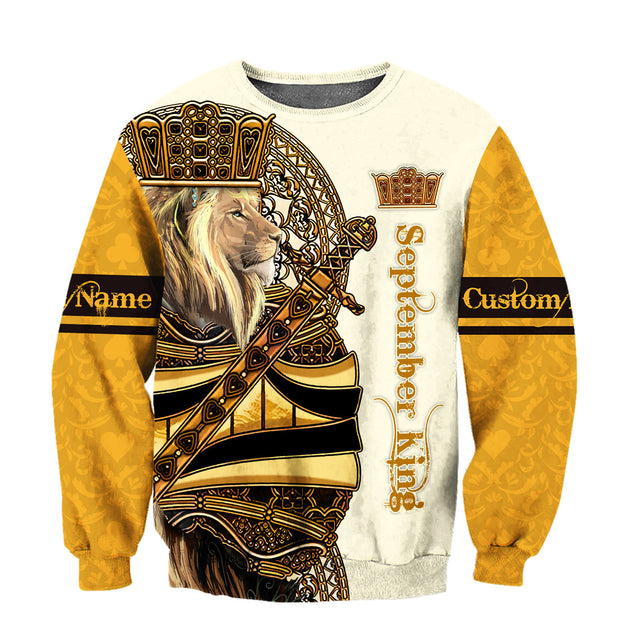 Custom Name September King Lion 3D All Over Printed Unisex Shirts