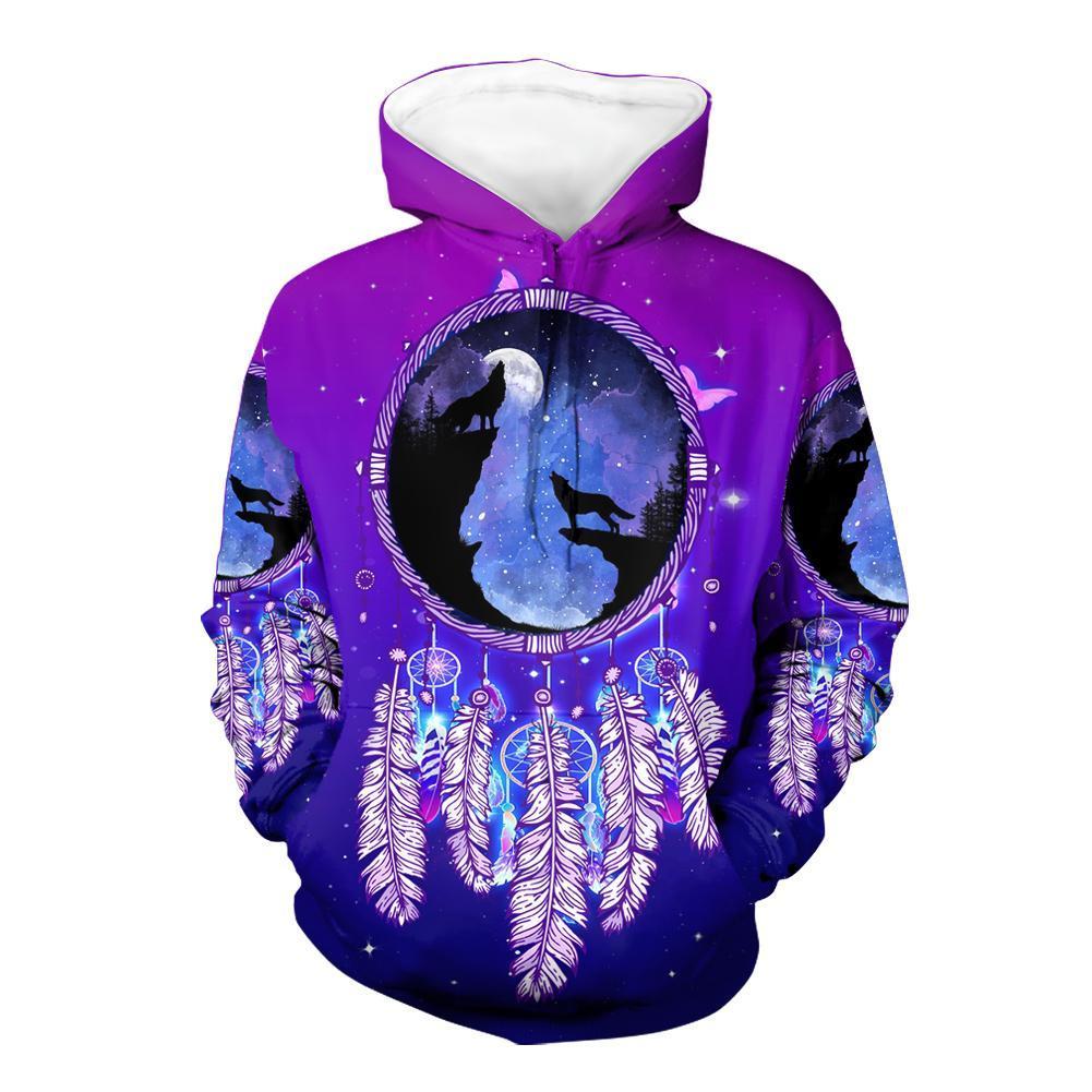 Premium Wolf Native American Galaxy 3D All Over Printed Unisex Shirts