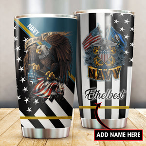 Customize Name United States Navy Steel Tumbler