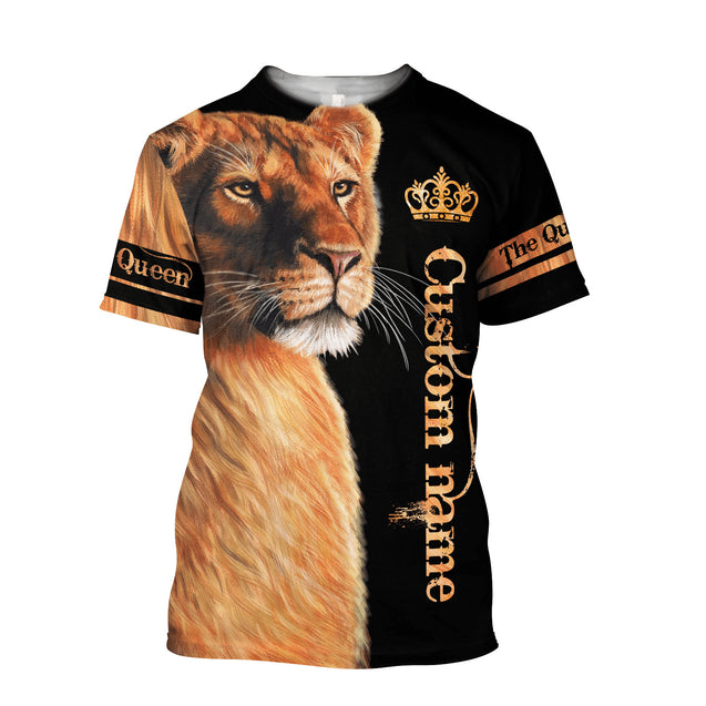 Custom Name Lion Queen 3D All Over Printed Shirt for Women