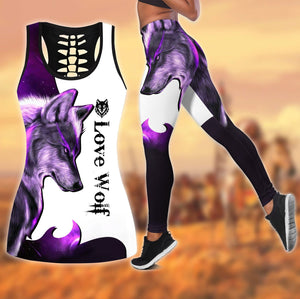 Wolf 3D All Over Printed Legging + Hollow Tank