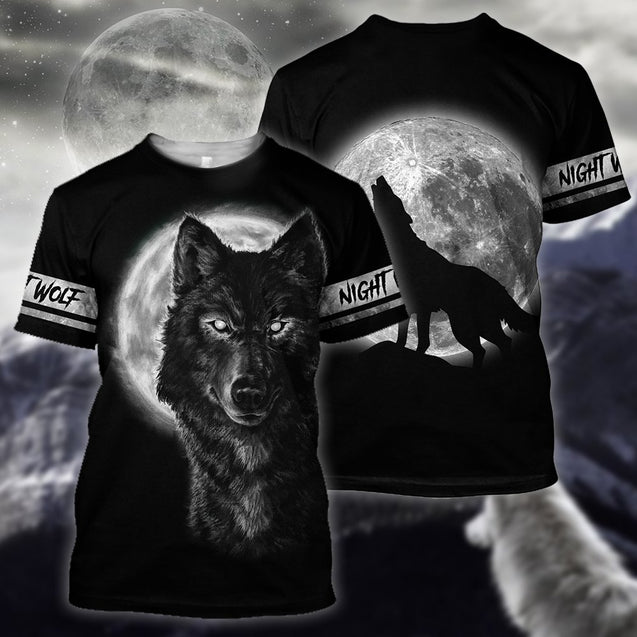 Wolf in Moon 3D All Over Printed Unisex Shirts