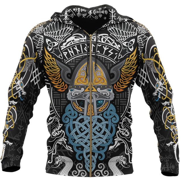 Viking Odin - Wotan Pullover Hoodie A0-ALL OVER PRINT HOODIES-HP Arts-Zipped-S-Vibe Cosy™