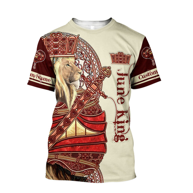 Custom Name June King Lion 3D All Over Printed Unisex Shirts