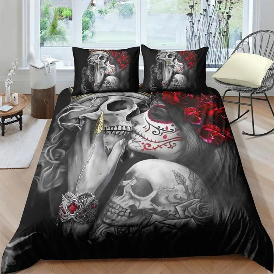 Couple Skull Bedding Set TA0710201-Quilt-TA-Twin-Vibe Cosy™
